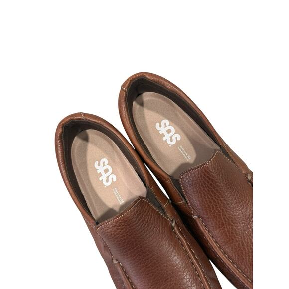 SAS Womens Twin Loafer Size 6.5 S Brown Leather Comfort Tripad Flat Slip On Shoe - Picture 5 of 8
